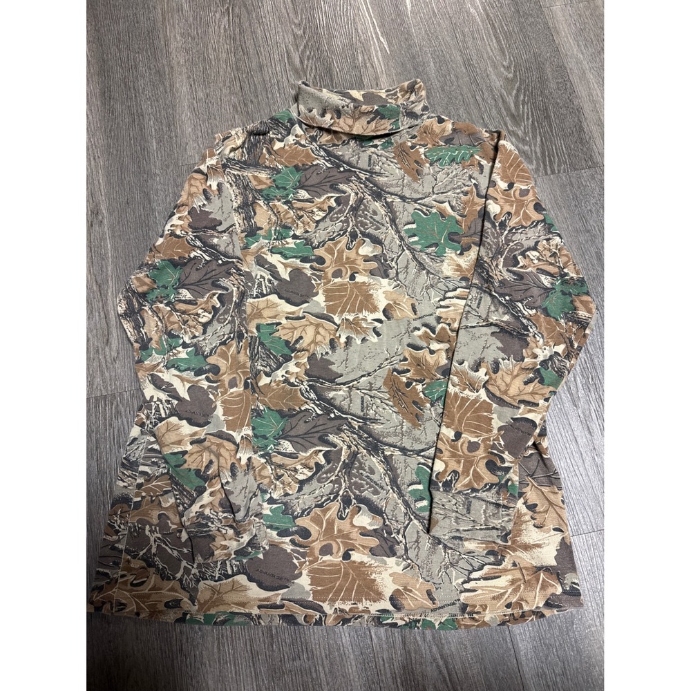 Duofold Mens Advantage Timber Camo Turtleneck Long Sleeve Shirt Brown Green L
